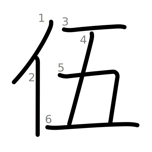 伍の書き順