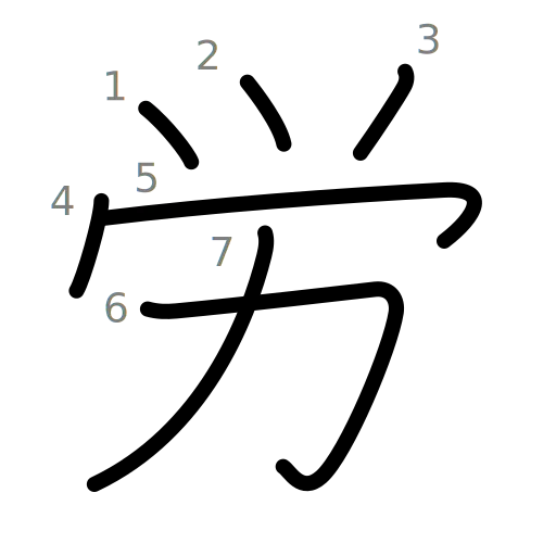 労の書き順