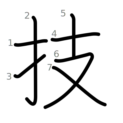 技の書き順