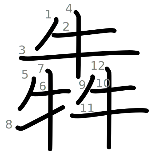 犇の書き順