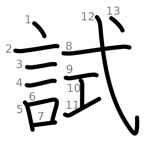 試の書き順